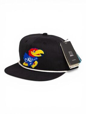 Kansas Jayhawks 3D Perforated Rope Hat- Black/ White